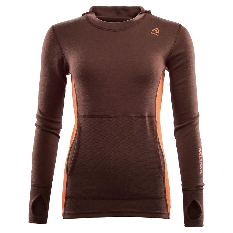 ACLIMA WARMWOOL HOOD SWEATER W  BITTER CHOCOLATE